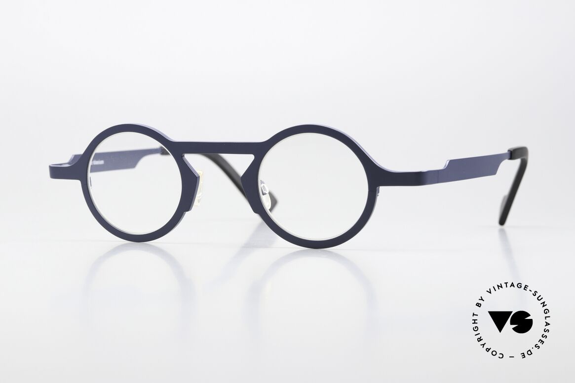Theo Belgium Africa Titanium Brille Dunkelblau, tolle runde Designerbrille von THEO Belgium, Passend für Herren und Damen