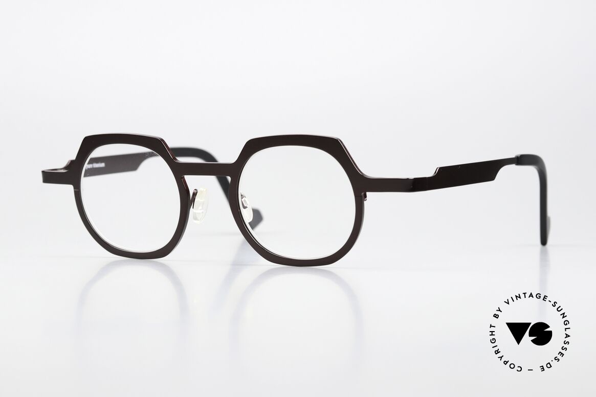 Theo Belgium America Titanium Brille Dunkelbraun, interessante Designerbrille von THEO Belgium, Passend für Herren und Damen