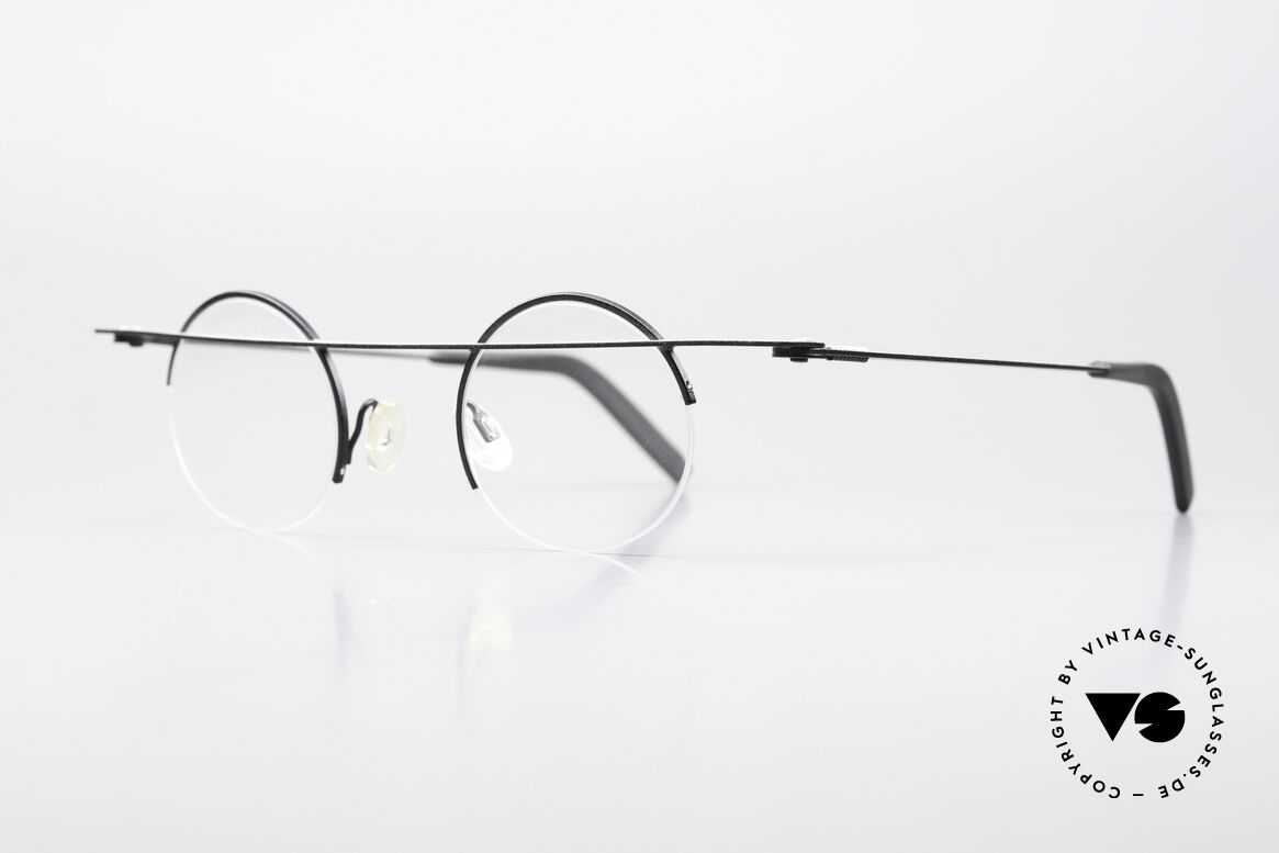 Theo Belgium Gnocchi Balkenbrille Titan Randlos, Titan Unisex Modell, color 229 (titan / schwarz), Passend für Herren und Damen