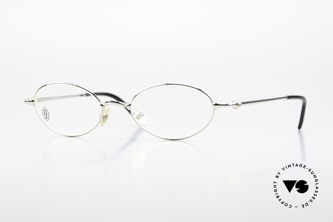 Cartier Mizar - M Ovale Luxus Brille Platin 90er, ovale CARTIER Brillenfassung in Größe 49/19, 135, Passend für Herren und Damen