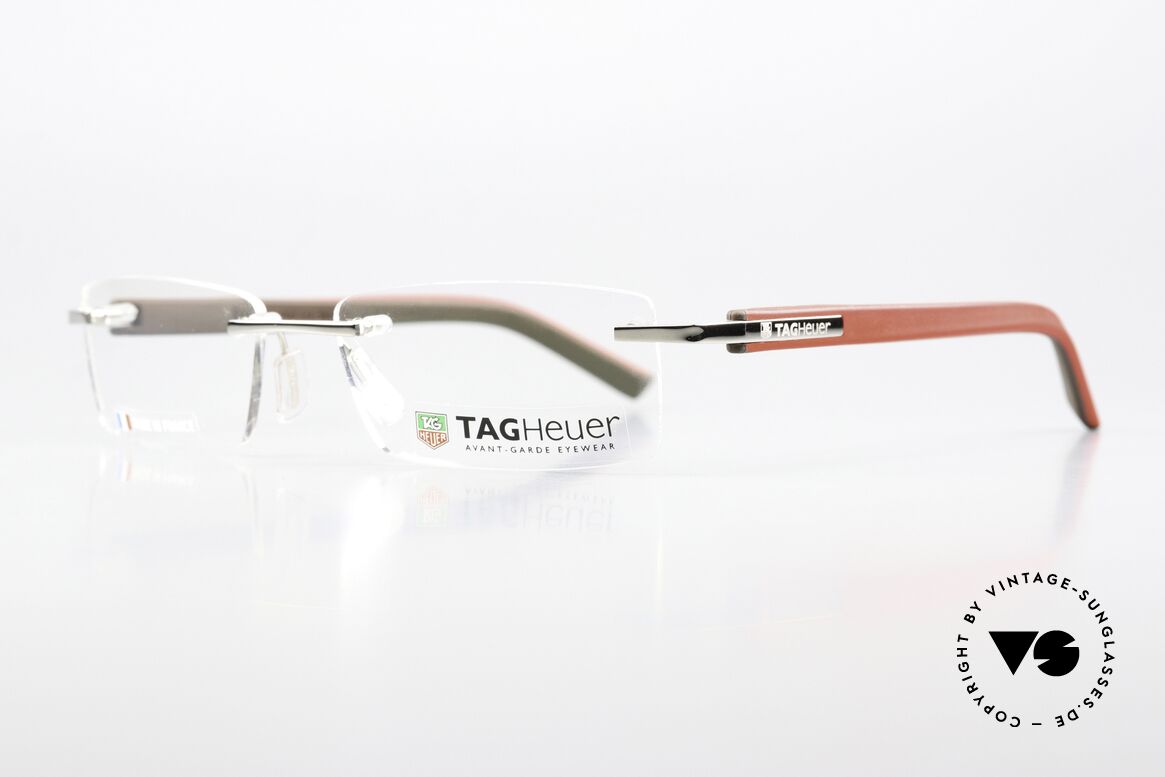 Tag Heuer 8109 Trends Randlosbrille Avantgarde, Palladium Front mit Bügeln in rot & dunkelbraun, Passend für Herren
