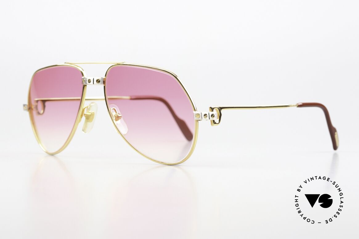 Cartier Vendome Santos - S Bond Girl Sonnenbrille 80er, Santos-Dekor (3 Schrauben) in SMALL Größe 56-16, 130, Passend für Herren und Damen