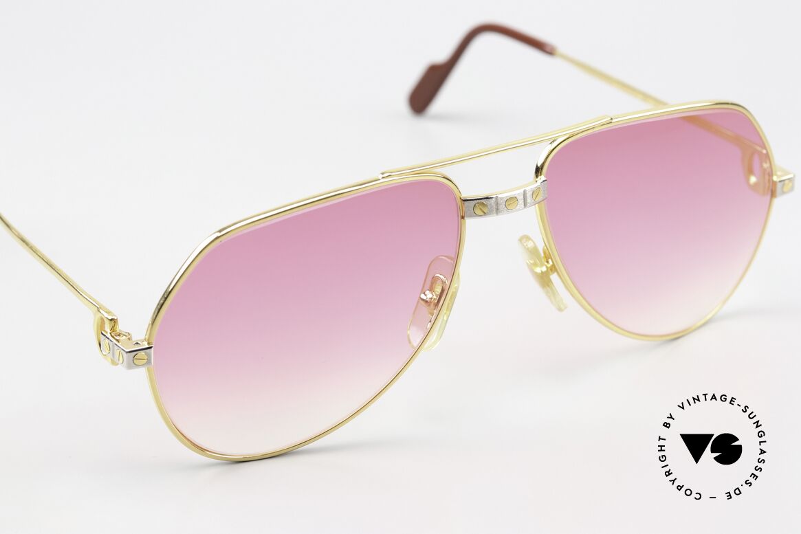 Cartier Vendome Santos - S Bond Girl Sonnenbrille 80er, mit neuen pinken Gläsern = daher etwas für Bond-Girls ;), Passend für Herren und Damen