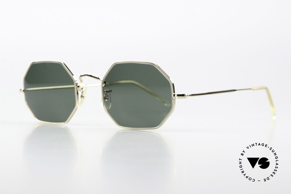 Algha Octag 70er Gold Filled Sonnenbrille, ACHTECKIGE Brillenform aus den späten 1970ern, Passend für Herren und Damen