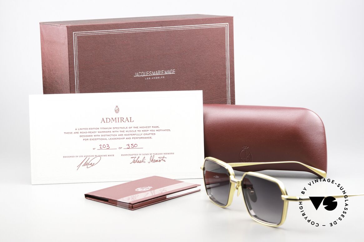 Jacques Marie Mage Admiral Eckige Sonnenbrille Luxus, Größe: large, Passend für Herren