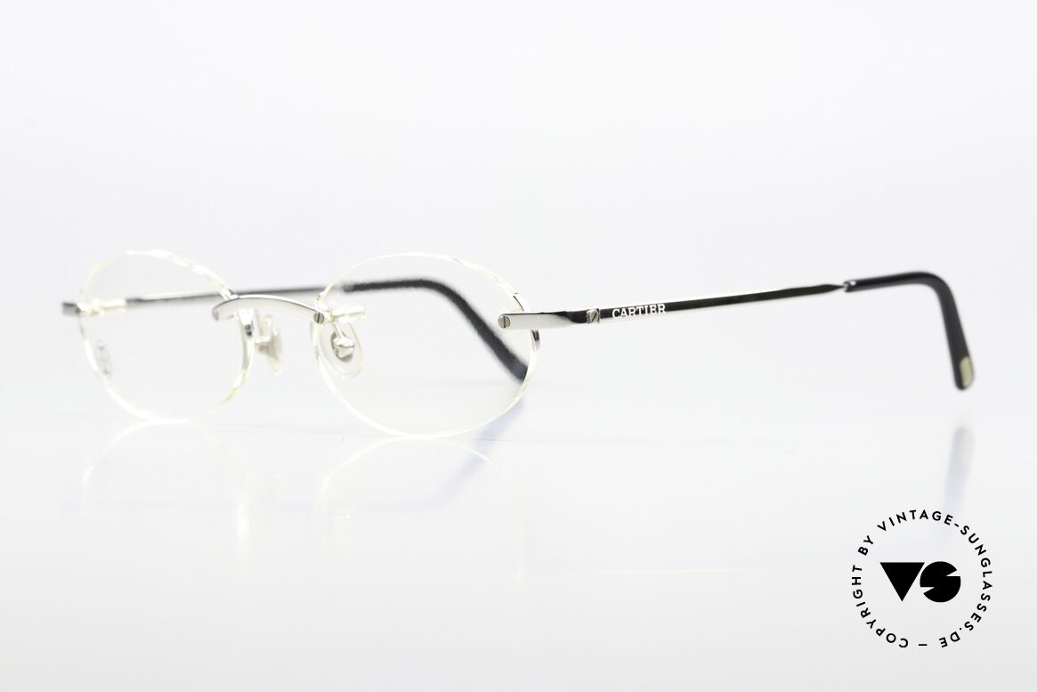 Cartier T-Eye Oval Randlose Platin Fassung, Cartier Katalog Referenz-Nummer ist T8100449, Passend für Herren und Damen