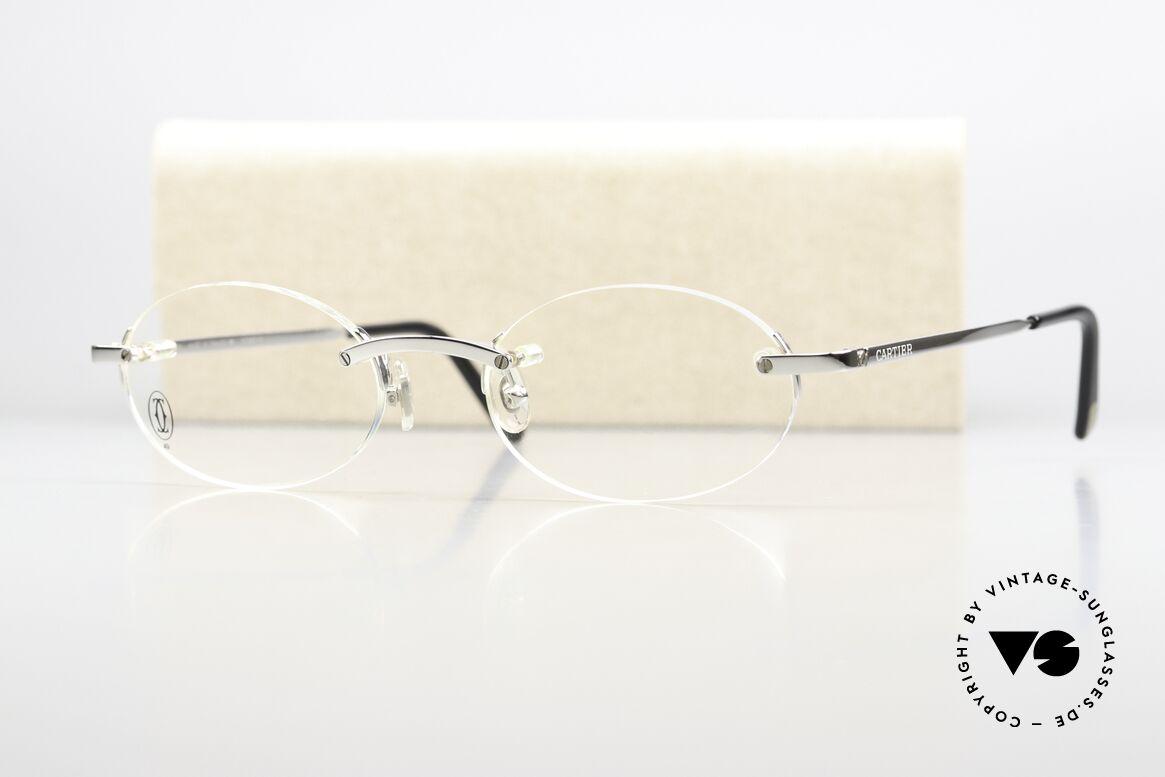 Cartier T-Eye Oval Randlose Platin Fassung, Größe: medium, Passend für Herren und Damen