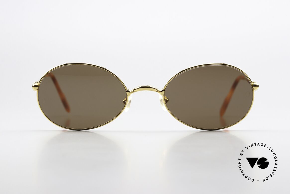 Cartier Saturne - L Luxus Sonnenbrille Oval 90s, Modell aus der feinen 'Thin Rim' Collection von Cartier, Passend für Herren und Damen