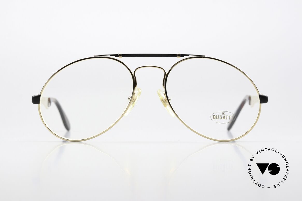 Bugatti 11941 80er Luxusbrille Für Herren, Rahmen in gold und schwarz; sehr selten & edel, Passend für Herren