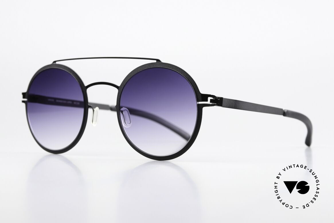 Mykita Lupita Violett Verlauf Sonnengläser, schwarze Front mit Sonnengläsern in Violett-Verlauf, Passend für Herren und Damen