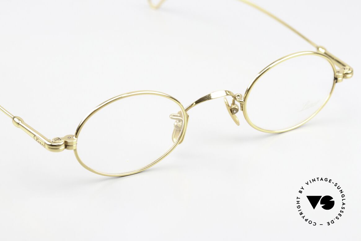 Lunor V 101 Kleine Ovale Brille Vergoldet, natürlich ungetragen und mit den Titan-Nasenpads, Passend für Herren und Damen