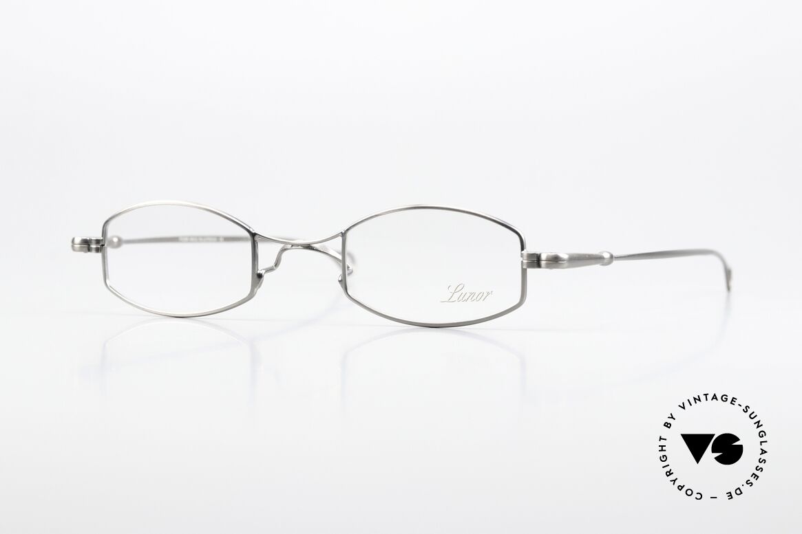 Lunor X-Bridge Oval Square Edle Brille in Antik Silber, LUNOR = ehrliches Handwerk mit Liebe zum Detail, Passend für Herren und Damen