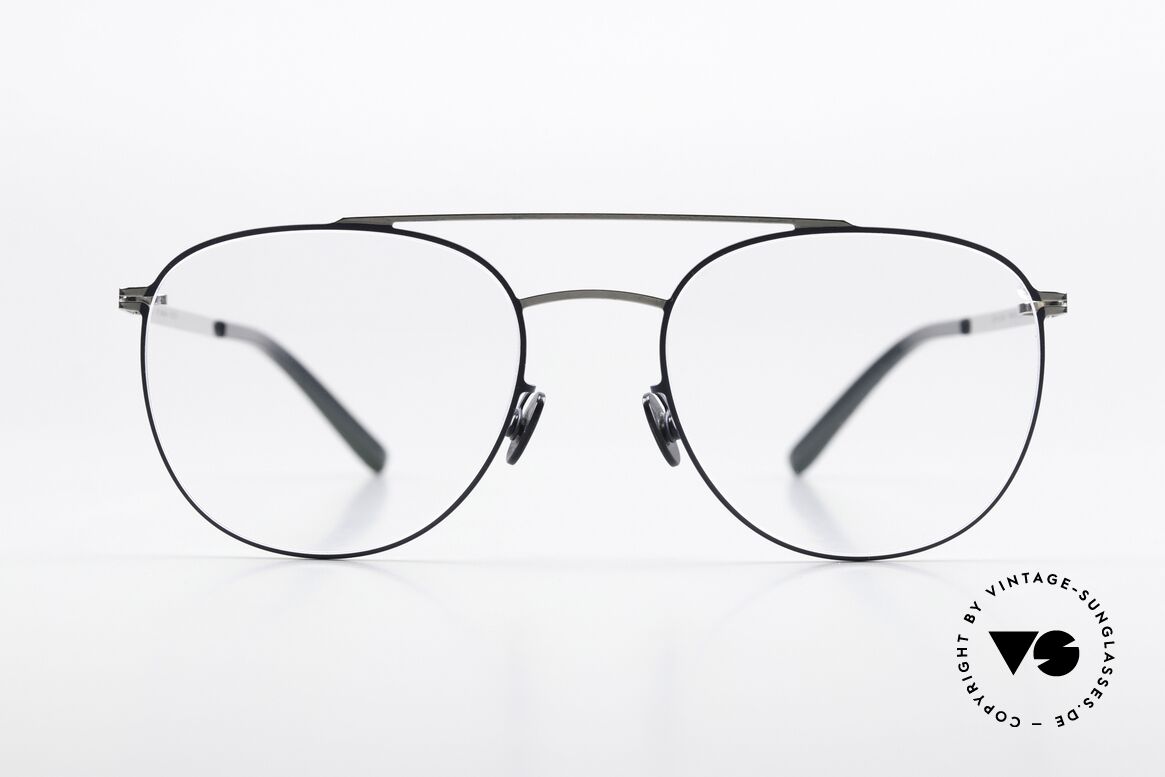 Mykita Nilsson Shiny Silver Und Navy Blue, markante Aviator-Brillenform aus der LITE Kollektion, Passend für Herren