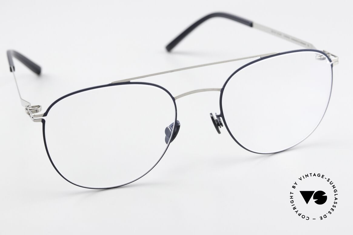 Mykita Nilsson Shiny Silver Und Navy Blue, ungetragenes Modell; inklusive MYKITA Original-Etui, Passend für Herren