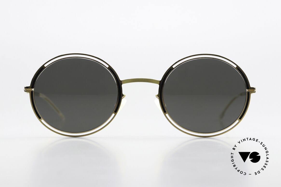 Mykita Giselle Damenbrille Gold Jet Black Grey, ovale Damensonnenbrille der Decades Sun-Collection, Passend für Damen