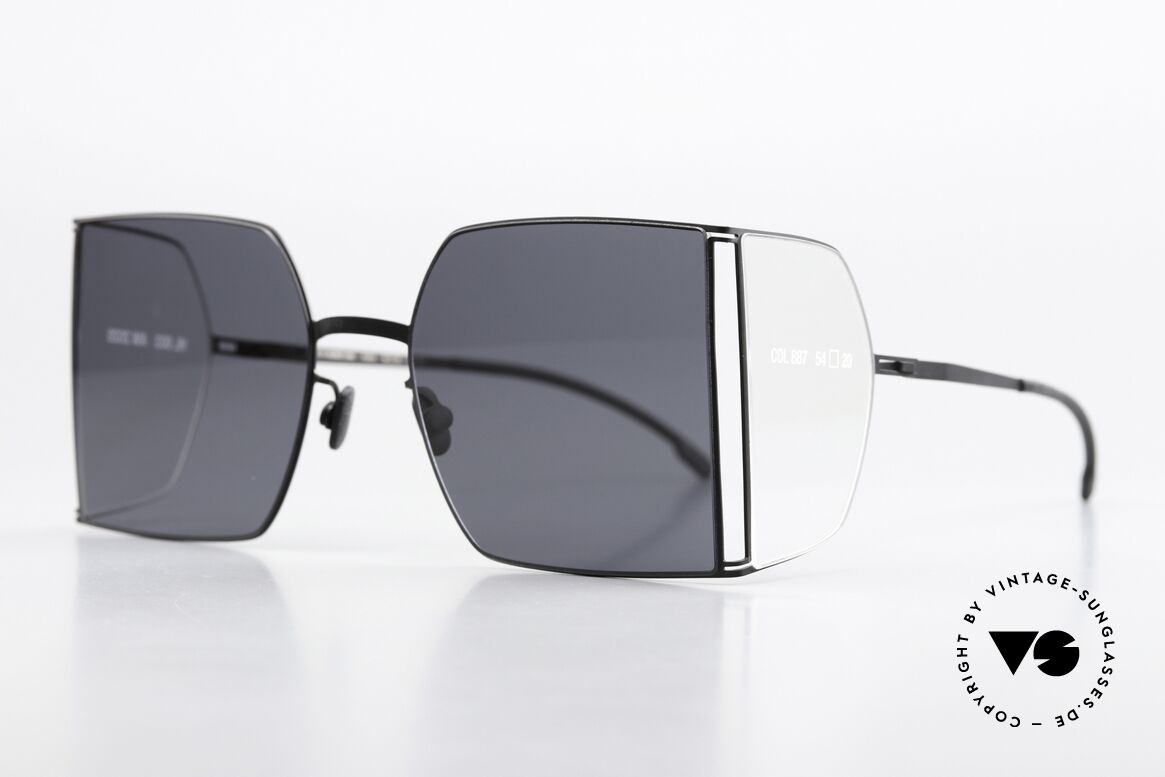Mykita Helmut Lang HL003 Eckige Brille Seitenscheiben, eine minimalistisch-avantgardistische Sonnenbrille, Passend für Herren und Damen