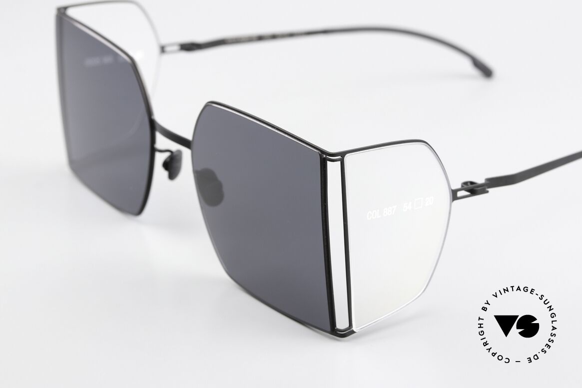 Mykita Helmut Lang HL003 Eckige Brille Seitenscheiben, schwarze Fassung mit transparenten Seitenscheiben, Passend für Herren und Damen