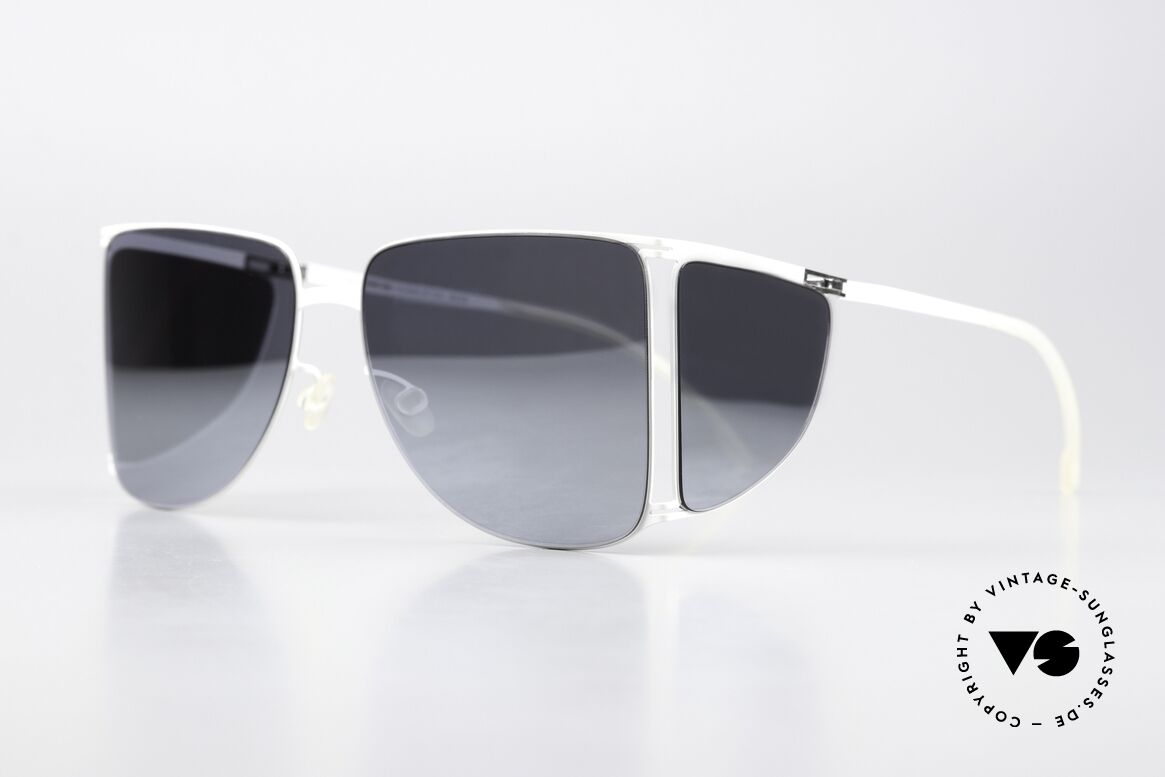 Mykita Helmut Lang HL002 White Silver Flash Verspiegelt, eine minimalistisch-avantgardistische Sonnenbrille, Passend für Herren und Damen