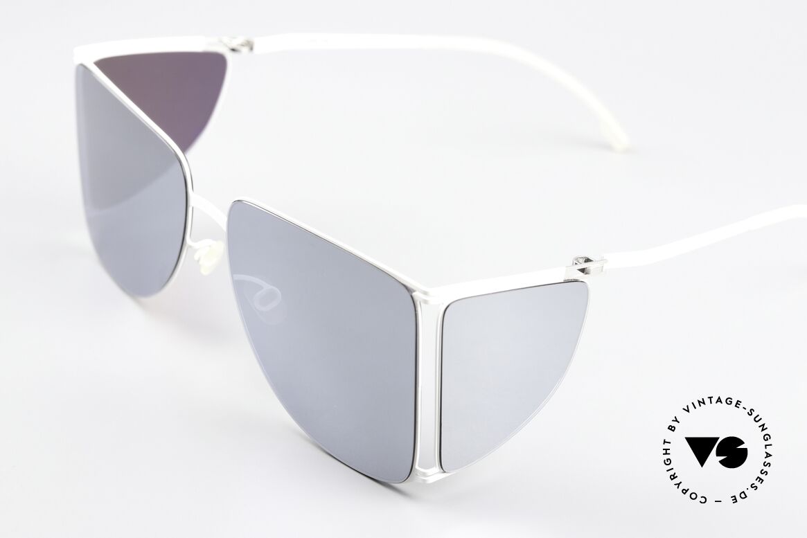 Mykita Helmut Lang HL002 White Silver Flash Verspiegelt, color 872: 'White / Silver Flash Sides Silver Flash', Passend für Herren und Damen