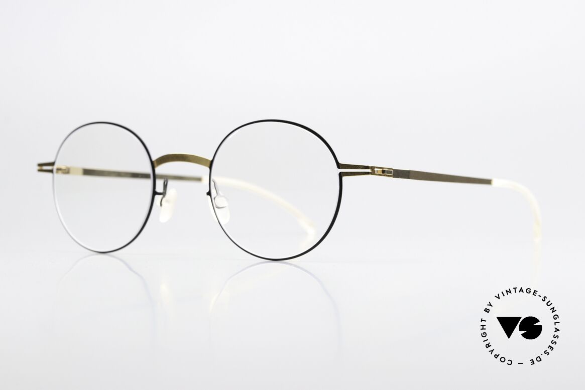 Mykita Yorin Runde Brille Gold Und Schwarz, flexible 137mm Breite = eine Medium bis Large Größe, Passend für Herren und Damen