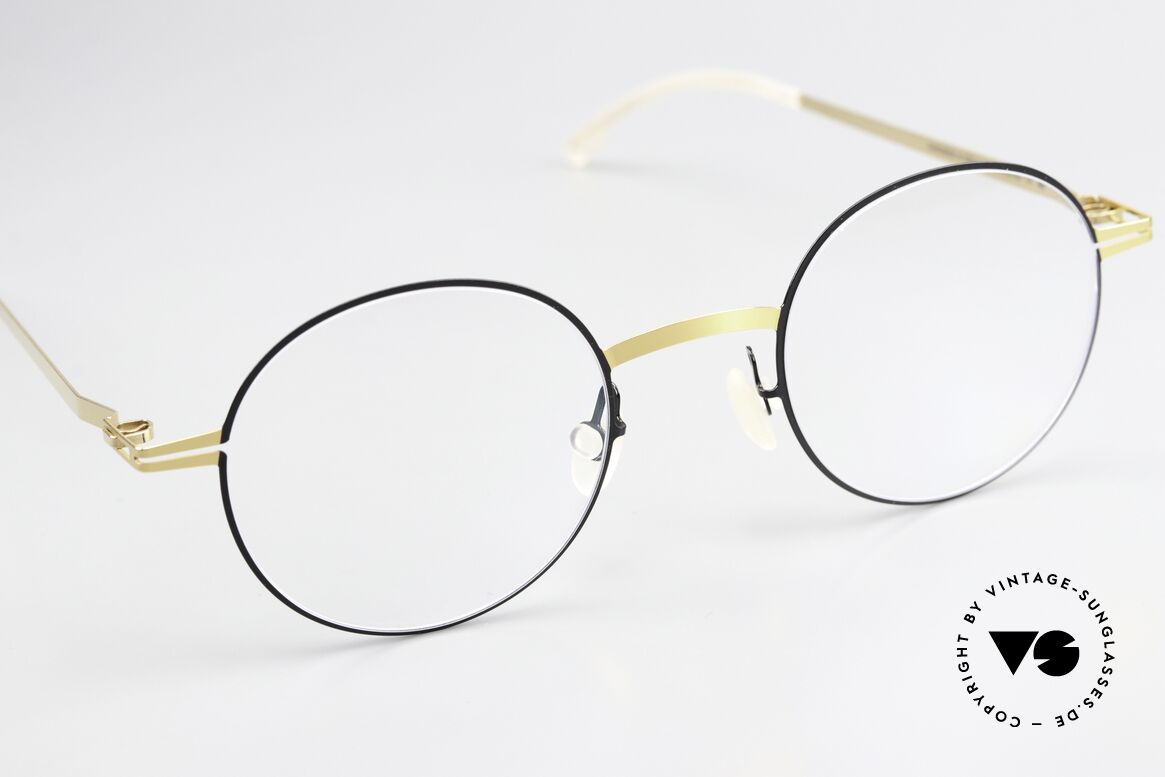 Mykita Yorin Runde Brille Gold Und Schwarz, wohlbekannte Spitzenqualität; handmade in Germany, Passend für Herren und Damen