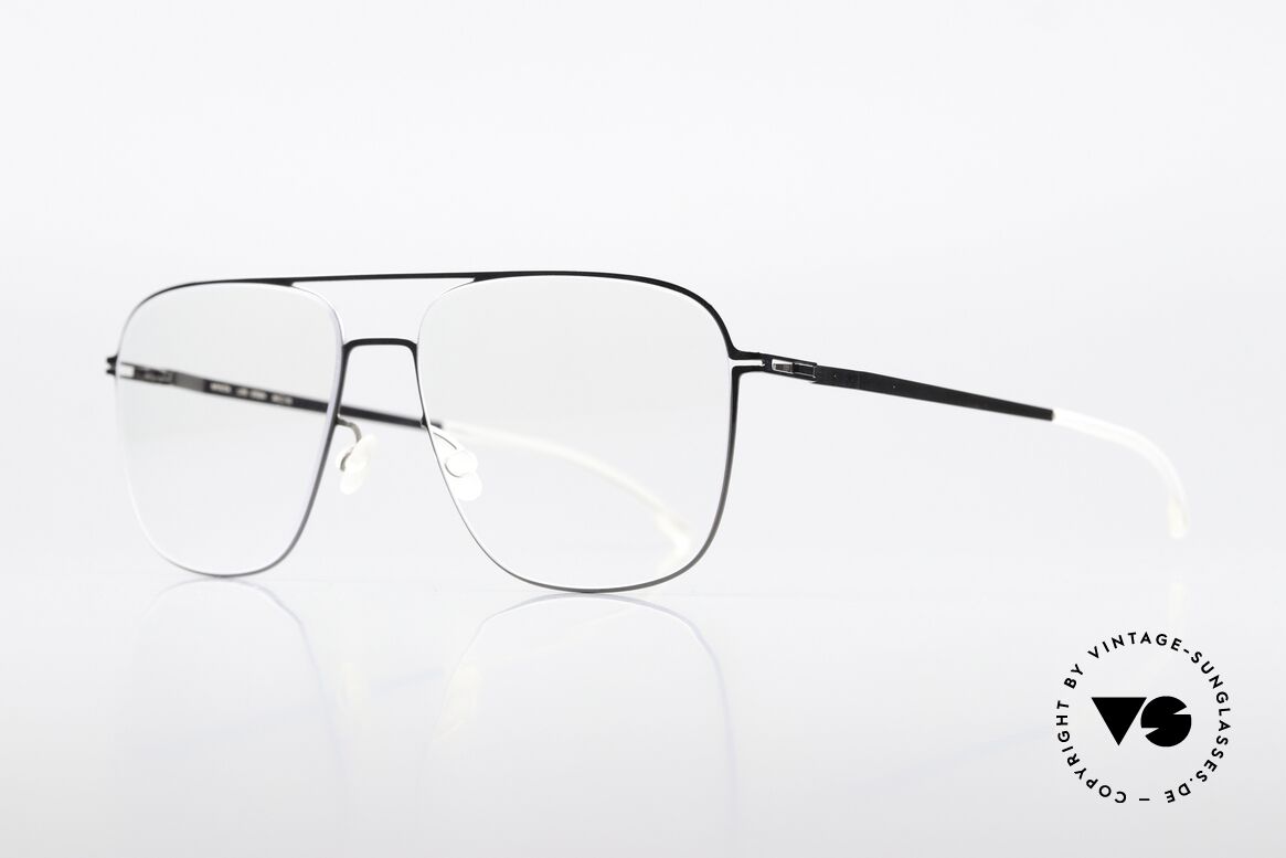 Mykita Steen Eckige Metallbrille Für Herren, col. 328 "Silver / Shiny Graphite", in Berlin produziert, Passend für Herren
