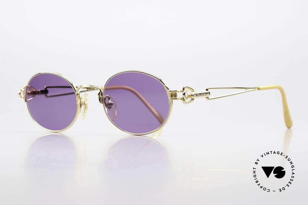 Jean Paul Gaultier 55-6112 90er JPG Designer Sonnenbrille, zudem originelle Sonnengläser mit violett (100% UV), Passend für Herren und Damen