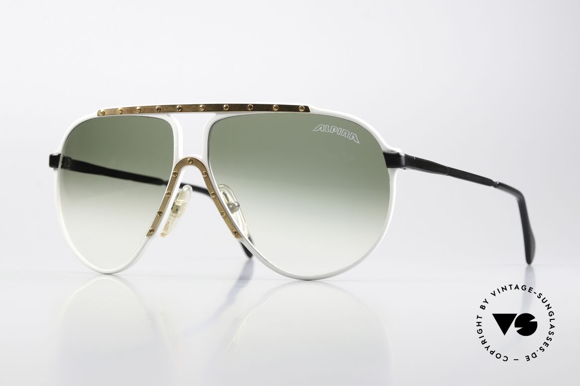 Alpina M1 80er Limited Weiss Gold Schwarz, Limited Edition der 80er Jahre Alpina M1 Brille, Passend für Herren und Damen