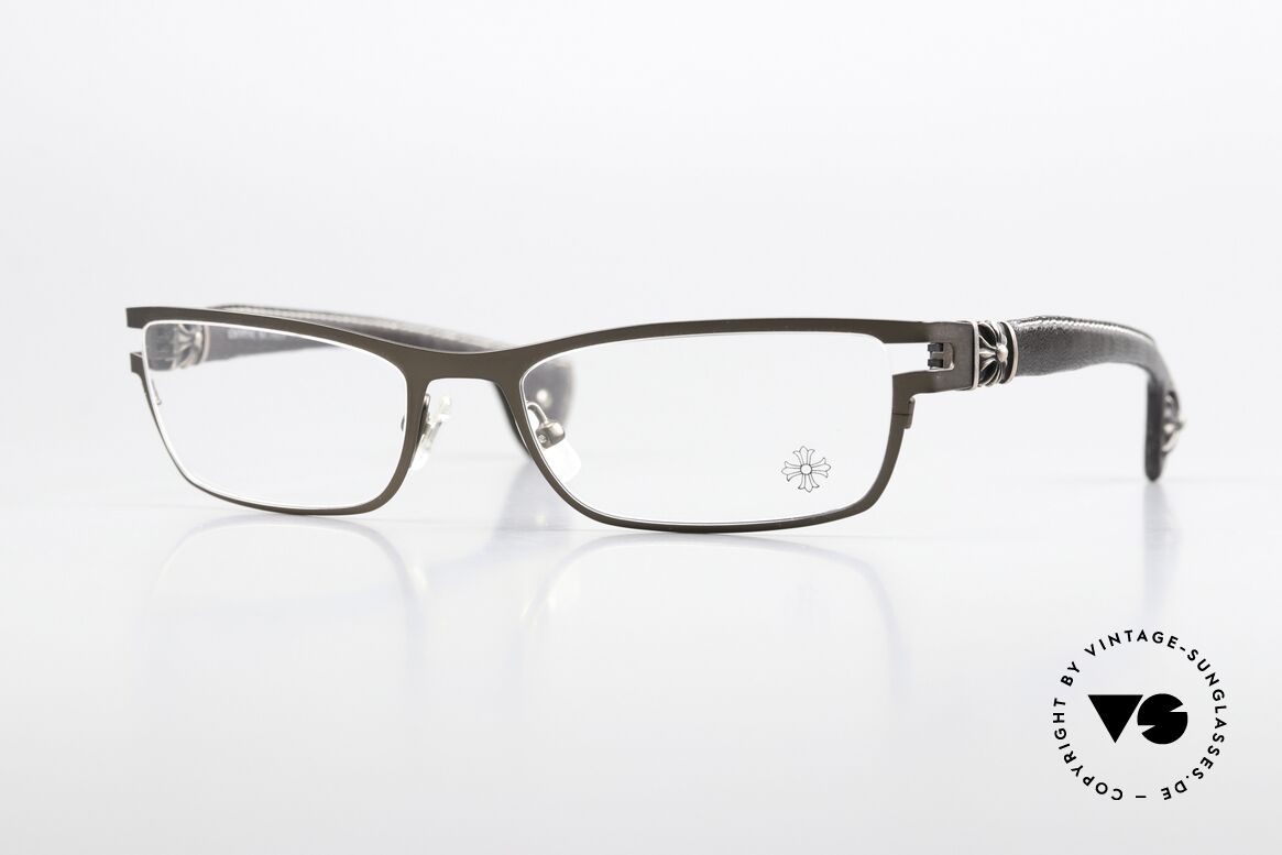 Chrome Hearts M. Diver Eckige Luxusbrille Mit Leder, Chrome Hearts M. DIVER vintage Brille von 2002, Passend für Herren Chrome Hearts M. Diver Eckige Luxusbrille Mit Leder, Chrome Hearts M. DIVER vintage Brille von 2002, Passend für Herren