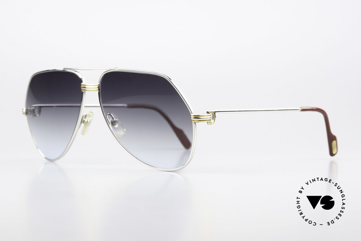 Cartier Vendome LC - L Platin Sonnenbrille Aviator 80er, dieses Modell mit LC-Dekor in LARGE Größe 62-14, 140, Passend für Herren