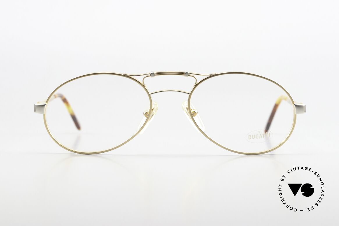 Bugatti 13408 Vintage Herrenbrille Luxus, hochwertigste Lackierung in Mattgold und Palladium, Passend für Herren