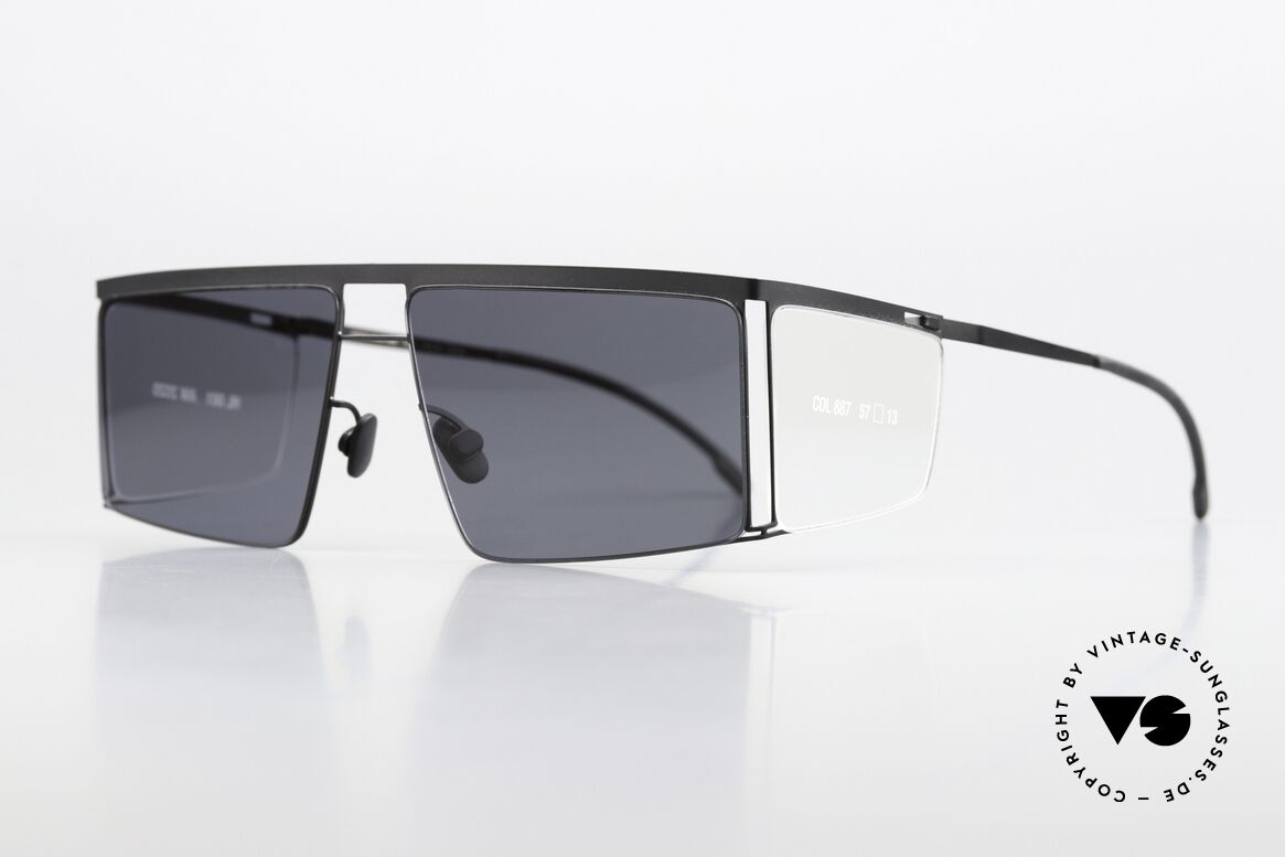 Mykita Helmut Lang HL001 Black Clear Sides Darkgrey, eine minimalistisch-avantgardistische Sonnenbrille, Passend für Herren und Damen Mykita Helmut Lang HL001 Black Clear Sides Darkgrey, eine minimalistisch-avantgardistische Sonnenbrille, Passend für Herren und Damen