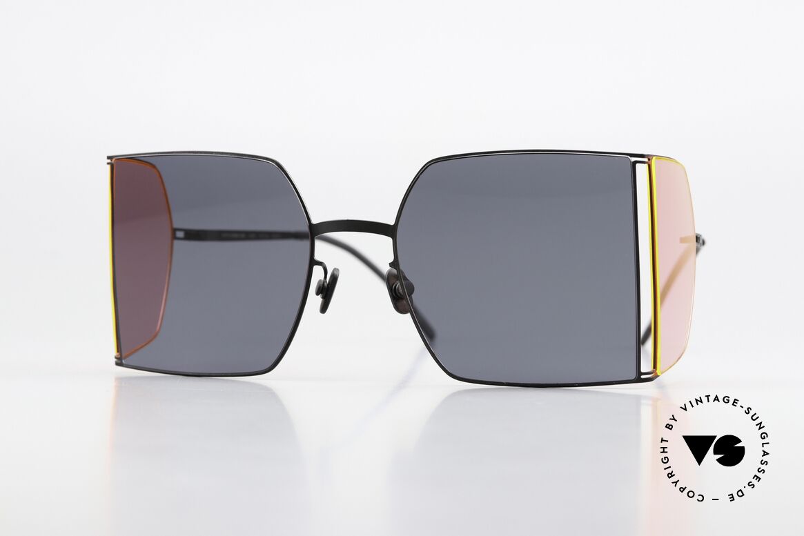 Mykita Helmut Lang HL003 Black Frame With Fluo Pink Sides, Mykita Sonnenbrille, Mod. HL003, Gr. 54/20, c. 871, Passend für Herren und Damen Mykita Helmut Lang HL003 Black Frame With Fluo Pink Sides, Mykita Sonnenbrille, Mod. HL003, Gr. 54/20, c. 871, Passend für Herren und Damen