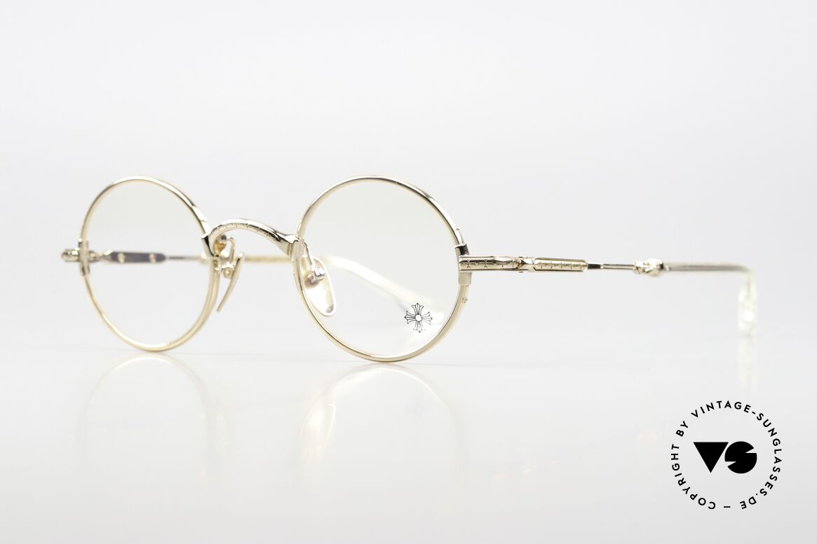 Chrome Hearts Edith F Kleine Runde Luxusbrille Gold, edle Legierung in GP (Gold-Plated), Crystal, Passend für Herren und Damen Chrome Hearts Edith F Kleine Runde Luxusbrille Gold, edle Legierung in GP (Gold-Plated), Crystal, Passend für Herren und Damen