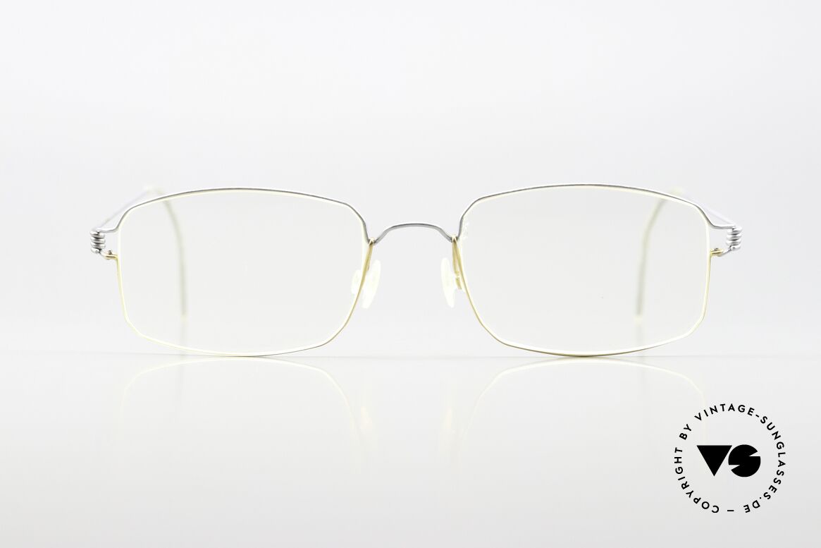 Lindberg Taurus Air Titan Rim Titanium Brille Aus den 90ern, Modell TAURUS in Größe 50-18, bicolor: silber & gold, Passend für Herren und Damen