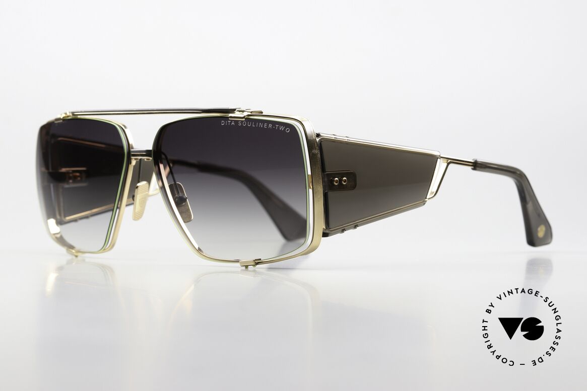DITA Souliner Two Eye-Catcher Sonnenbrille, grau-goldener Rahmen in Größe 64-14, 145mm, Passend für Herren