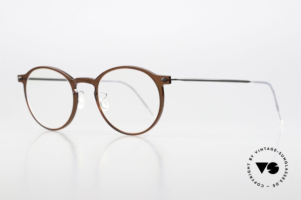 Lindberg 6541 NOW Designerbrille Panto Rund, Col C02/PU9: braune Front & Bügel in 'polished black', Passend für Herren und Damen Lindberg 6541 NOW Designerbrille Panto Rund, Col C02/PU9: braune Front & Bügel in 'polished black', Passend für Herren und Damen