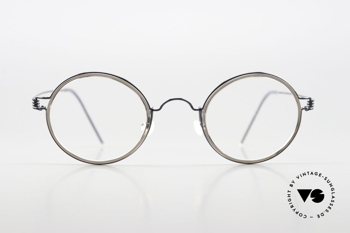 Lindberg Harley Air Titan Rim Unisex Vintage Brille Rund, Modell Harley, Größe 43-24, Bügellänge 145 in Col. PU16, Passend für Herren und Damen