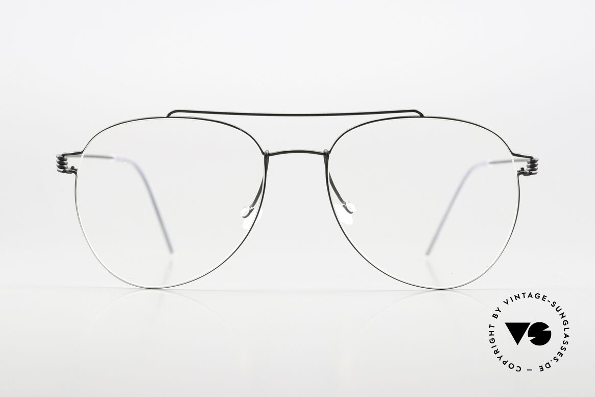 Lindberg Sonny 53 Air Titan Rim Aviator Designerbrille Schwarz, Aviator Brillenfassung in Farbe U9 = 'matt schwarz', Passend für Herren und Damen