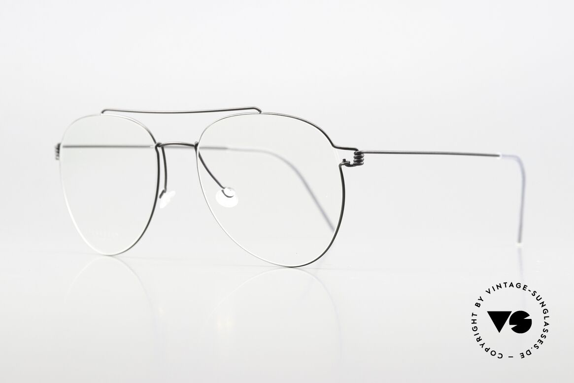 Lindberg Sonny 53 Air Titan Rim Aviator Designerbrille Schwarz, M bis L Größe 53/17 mit einer Bügellänge von 145mm, Passend für Herren und Damen