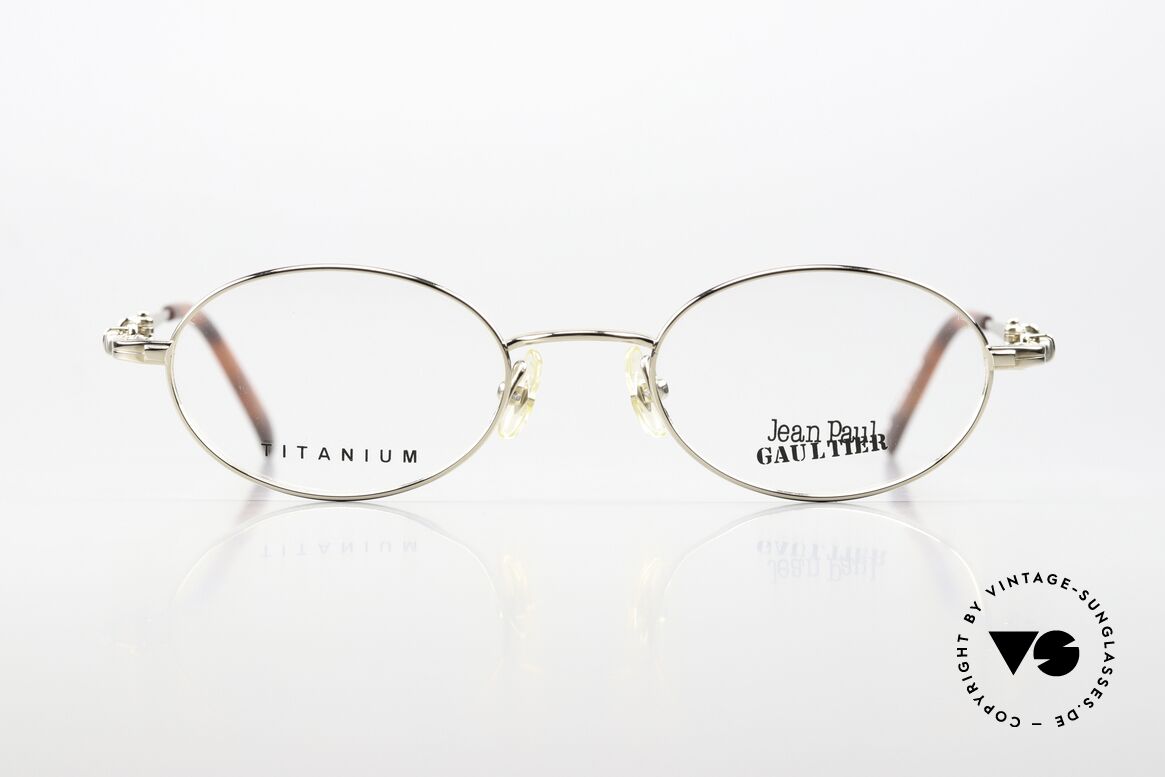 Jean Paul Gaultier 55-0039 Ovale Titanium Brille 1996, herausragende Qualität; vergoldetete Titanium-Fassung, Passend für Herren und Damen Jean Paul Gaultier 55-0039 Ovale Titanium Brille 1996, herausragende Qualität; vergoldetete Titanium-Fassung, Passend für Herren und Damen