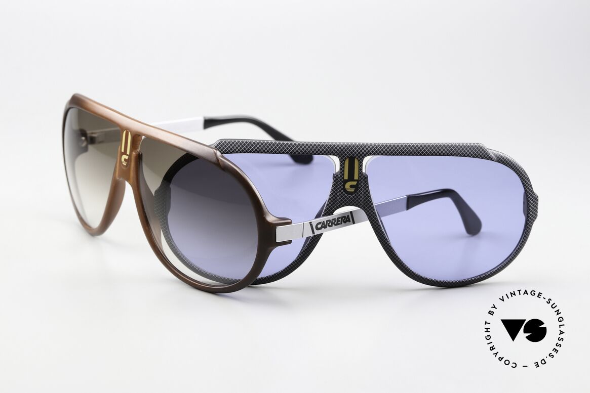 Carrera 5512 2in1 Brille mit 2 Wechselfronten, 1980er Kult Sonnenbrille, oder auch vintage Filmbrille, Passend für Herren Carrera 5512 2in1 Brille mit 2 Wechselfronten, 1980er Kult Sonnenbrille, oder auch vintage Filmbrille, Passend für Herren
