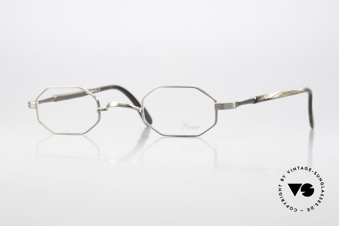 Lunor ST4 E-BT Achteckig Titan Antik Silber, kleine achteckige vintage LUNOR Brillenfassung, Passend für Herren und Damen