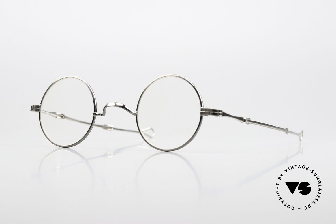 Lunor I 12 Telescopic Antik Silber Front Platin Bügel, runde 90er Lunor Brille mit genialen Schiebebügeln, Passend für Herren und Damen Lunor I 12 Telescopic Antik Silber Front Platin Bügel, runde 90er Lunor Brille mit genialen Schiebebügeln, Passend für Herren und Damen