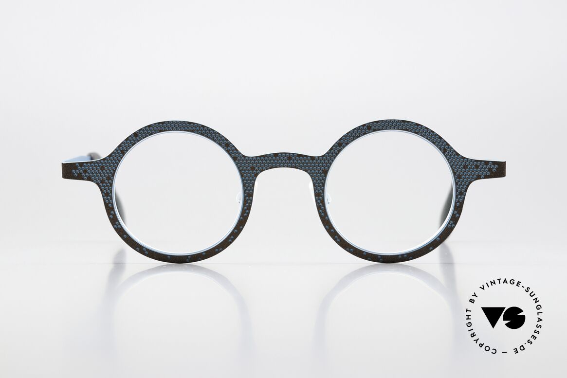 Theo Belgium Mille 64 Runde Brille Punkte-Muster, Modell mille+64 aus der "mille metal" Kollektion, Passend für Herren und Damen Theo Belgium Mille 64 Runde Brille Punkte-Muster, Modell mille+64 aus der "mille metal" Kollektion, Passend für Herren und Damen