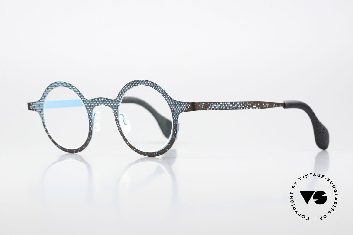 Theo Belgium Mille 64 Runde Brille Punkte-Muster, sehr interessante Farbgebung 231 (türkis/braun), Passend für Herren und Damen Theo Belgium Mille 64 Runde Brille Punkte-Muster, sehr interessante Farbgebung 231 (türkis/braun), Passend für Herren und Damen