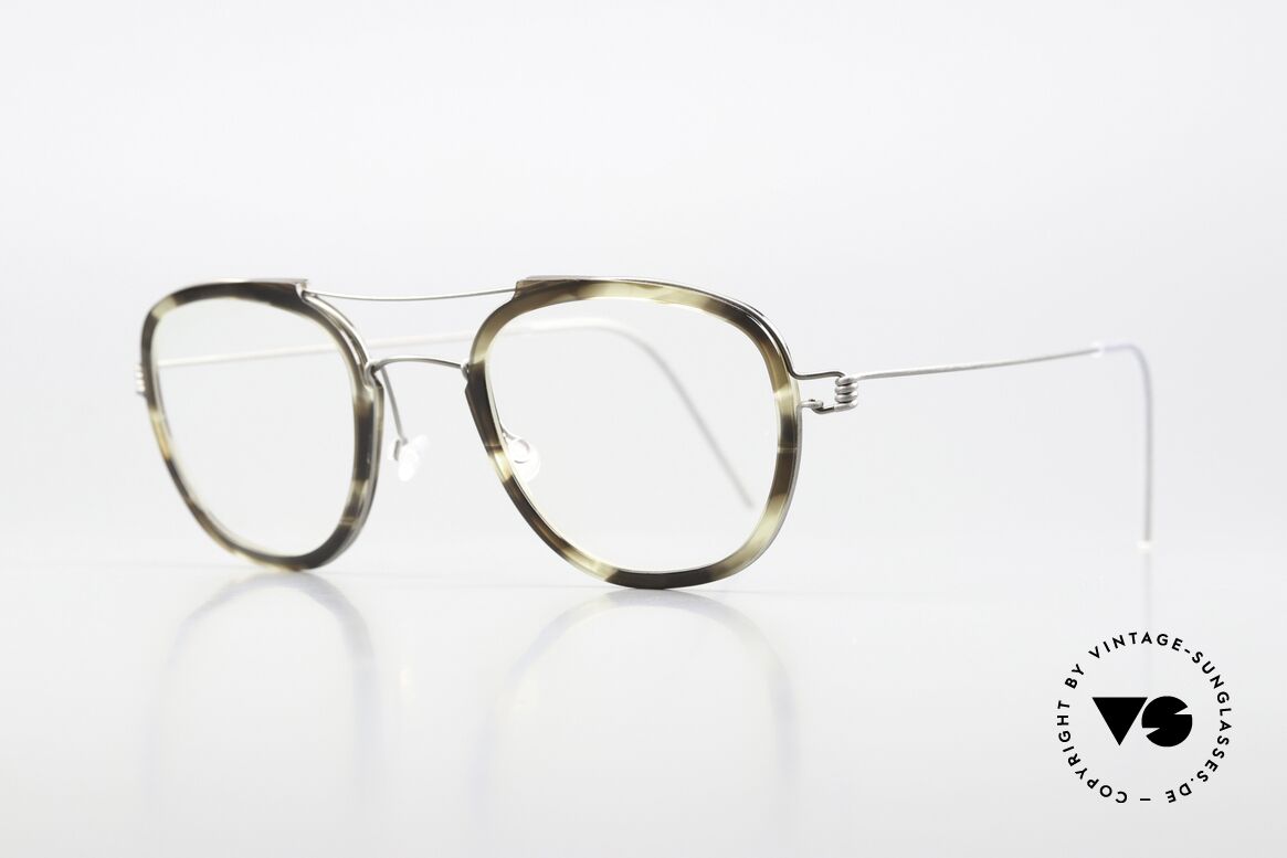 Lindberg William Air Titan Rim Panto Brille Damen & Herren, markant veredelte Air Titanium Version mit Azetat-Rand, Passend für Herren und Damen