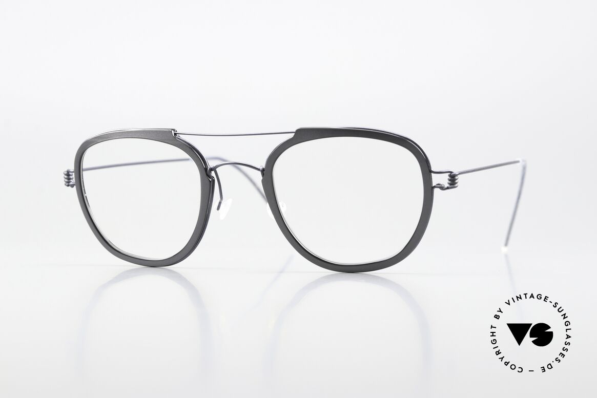 Lindberg William Air Titan Rim Rahmen In Dunkelblau Und Grau, Lindberg Pantobrille mit Oberbalken; Air Titanium Rim, Passend für Herren und Damen