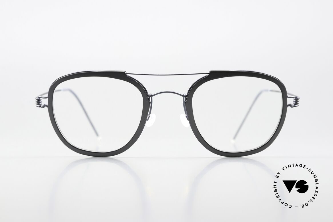 Lindberg William Air Titan Rim Rahmen In Dunkelblau Und Grau, Modell William, Größe 47-23, Bügellänge 145, Farbe U16, Passend für Herren und Damen