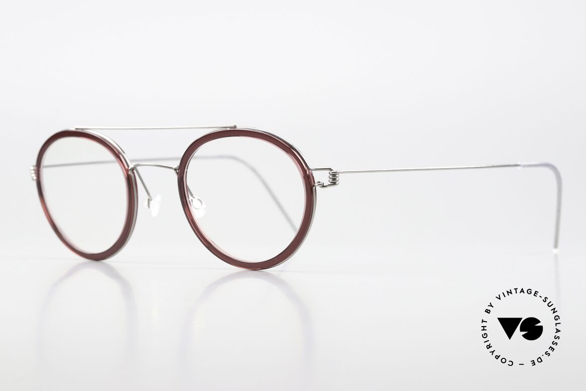 Lindberg Teitur 46 Air Titan Rim Markante Pantobrille Titan, Innenrand = in WEINROT, in Größe 46/25, Bügel 155mm, Passend für Herren und Damen
